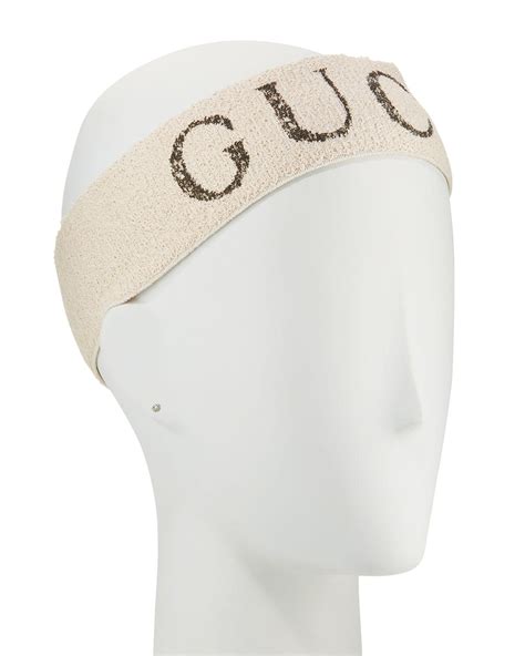 gucci white stretch knit logo headband - hats|gucci hats and gloves.